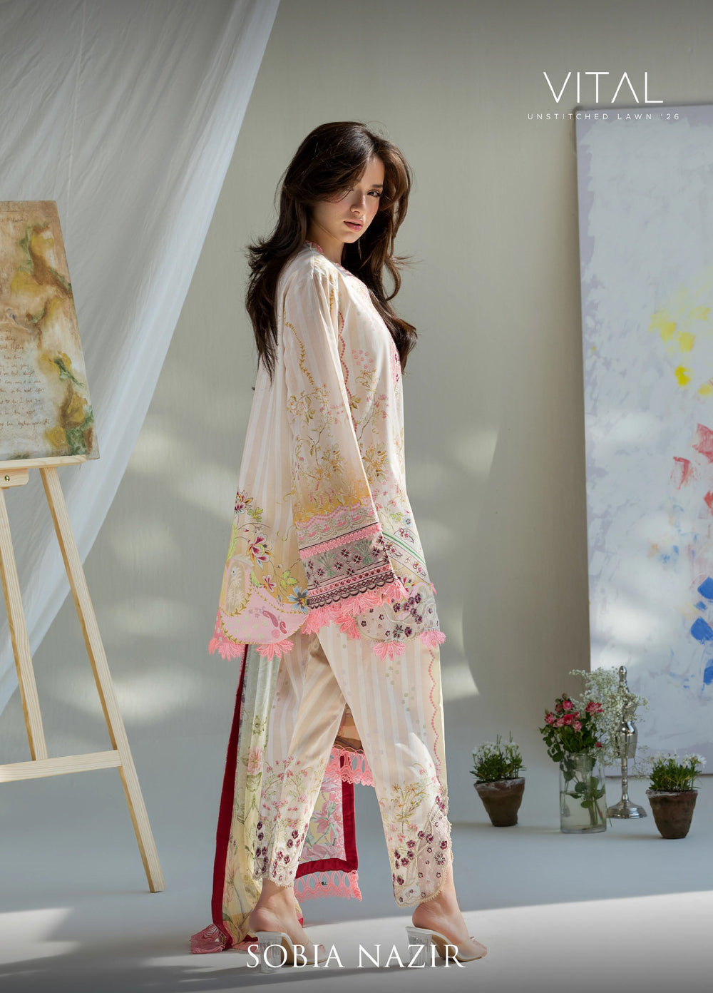 Vital by Sobia Nazir Unstitched Embroidered Lawn 3 Piece Suit SN26UVL 2A - Summer Collection