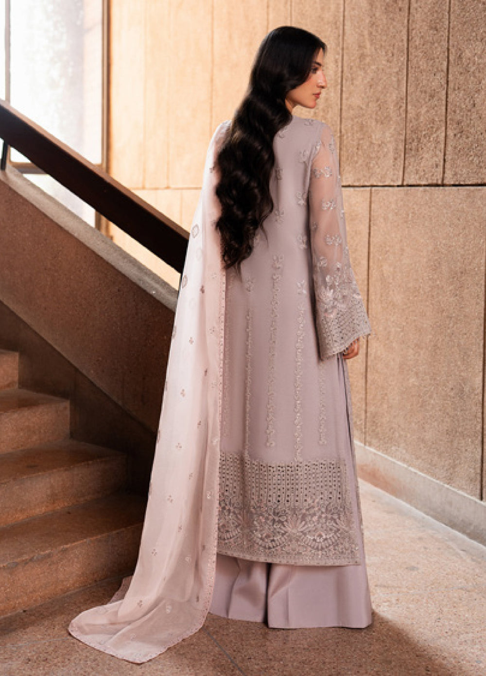 Lazawal by Lavish Premium Unstitched Embroidered Chiffon 3 Piece Suit LVP26UCL Lavender Glow - Festive Collection