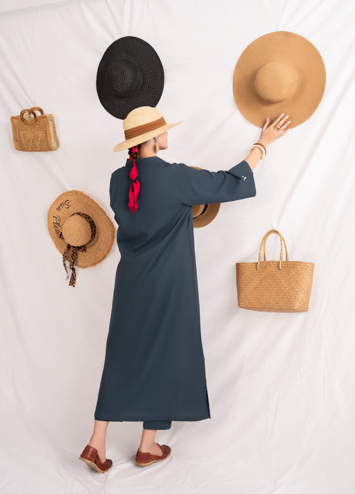 Like a Bird by Casuallite Women Pret Linen Solids Suits 2 Piece D-6 Coastal Muse - Winter Collection