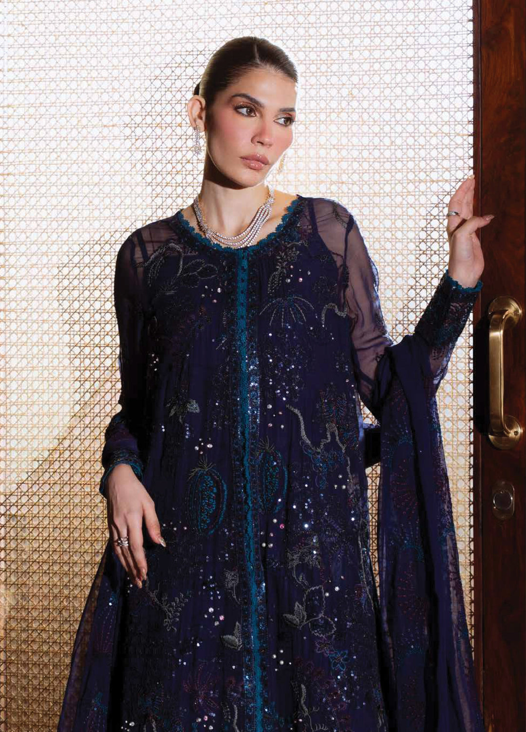 Elaya Luxury by Nureh Unstitched Chiffon Embroidered 3 Piece Suit NU26EL NEL-87 - Festive  Collection