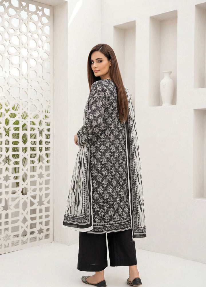 Black N White by Regalia Textiles Unstitched Printed Lawn 3 Piece Suit RG26ULBW D7 - Casual Collection