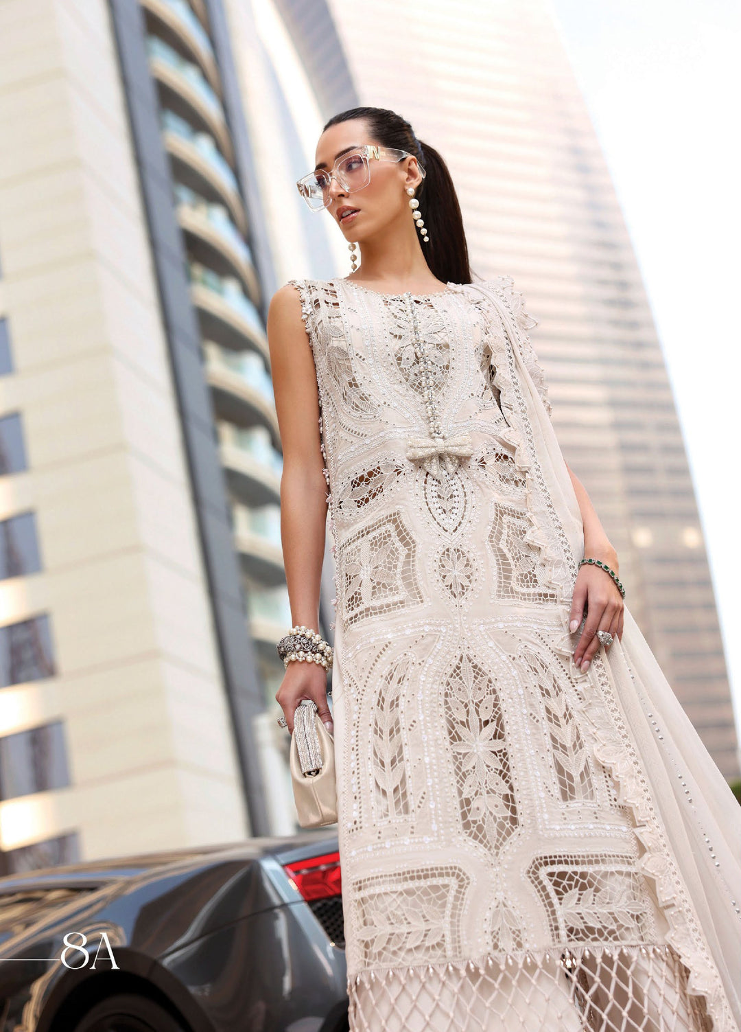 Maria B Unstitched Embroidered Luxury Lawn 3 Piece Suit MB26UEL 8A - Eid Collection