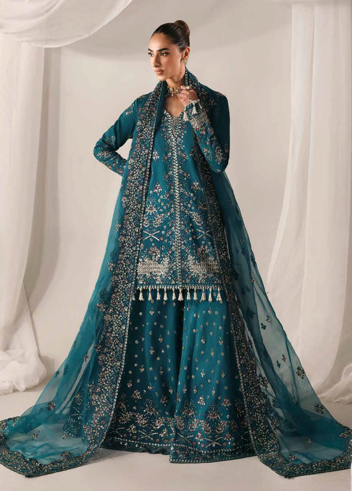 Serein Luxe by Emaan Adeel Unstitched Raw Silk Embroidered Suits 3 Piece EA25SL D-6 Moonlight Night - Festive Collection