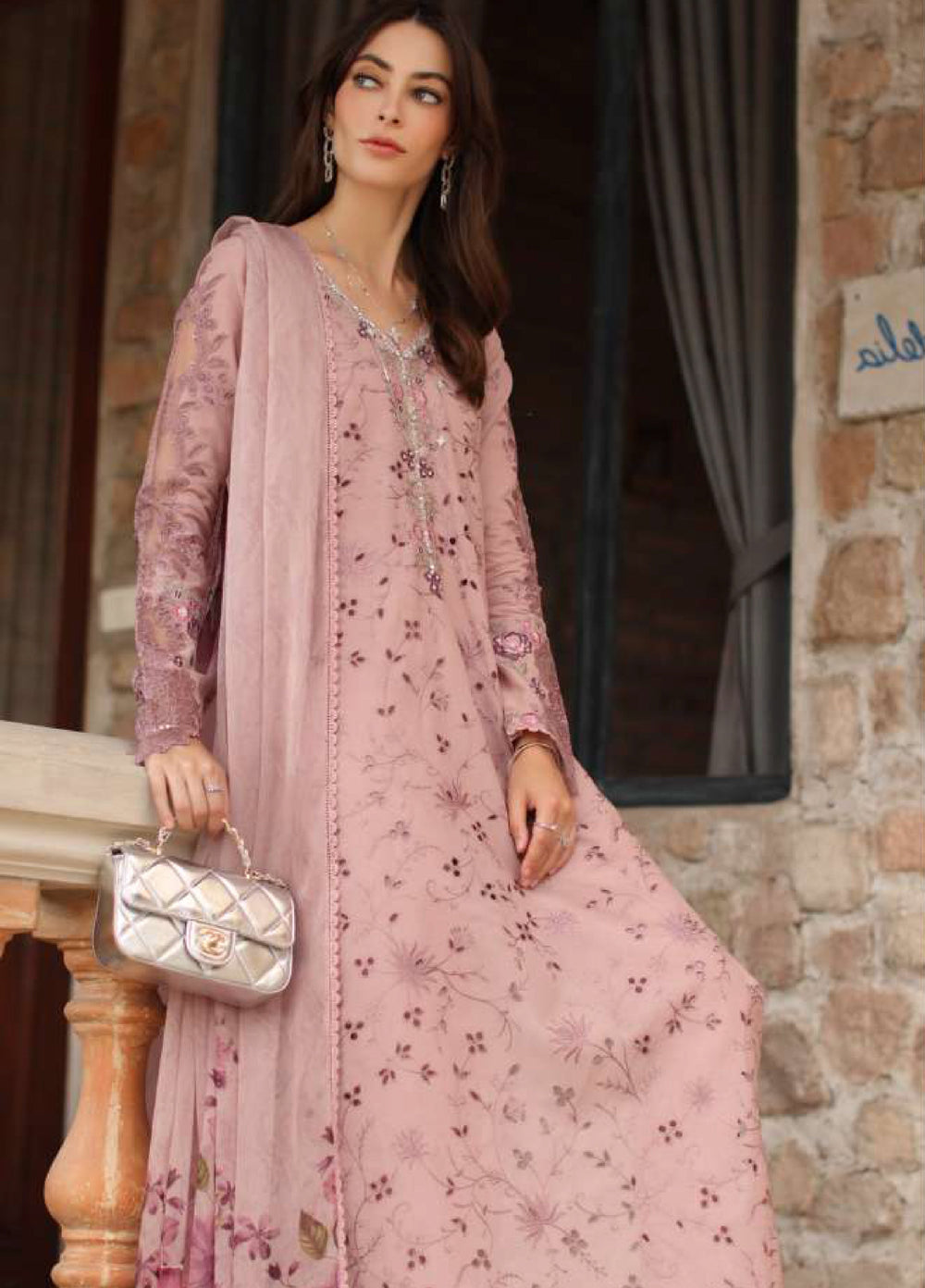 Noor by Saadia Asad Unstitched Embroidered Luxury Lawn 3 Piece Suit SA26UNL D1B-SORINA - Eid Collection
