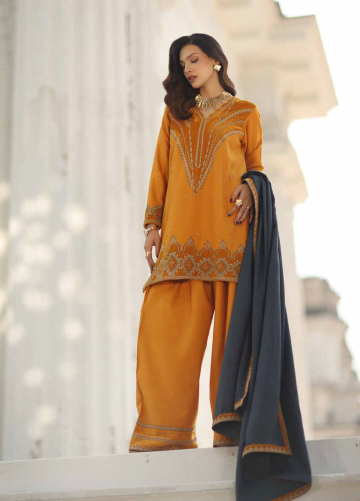 Charizma Signature Unstitched Embroidered Peach Leather 3 Piece CRZ25SP CSW5-08 - Winter Collection