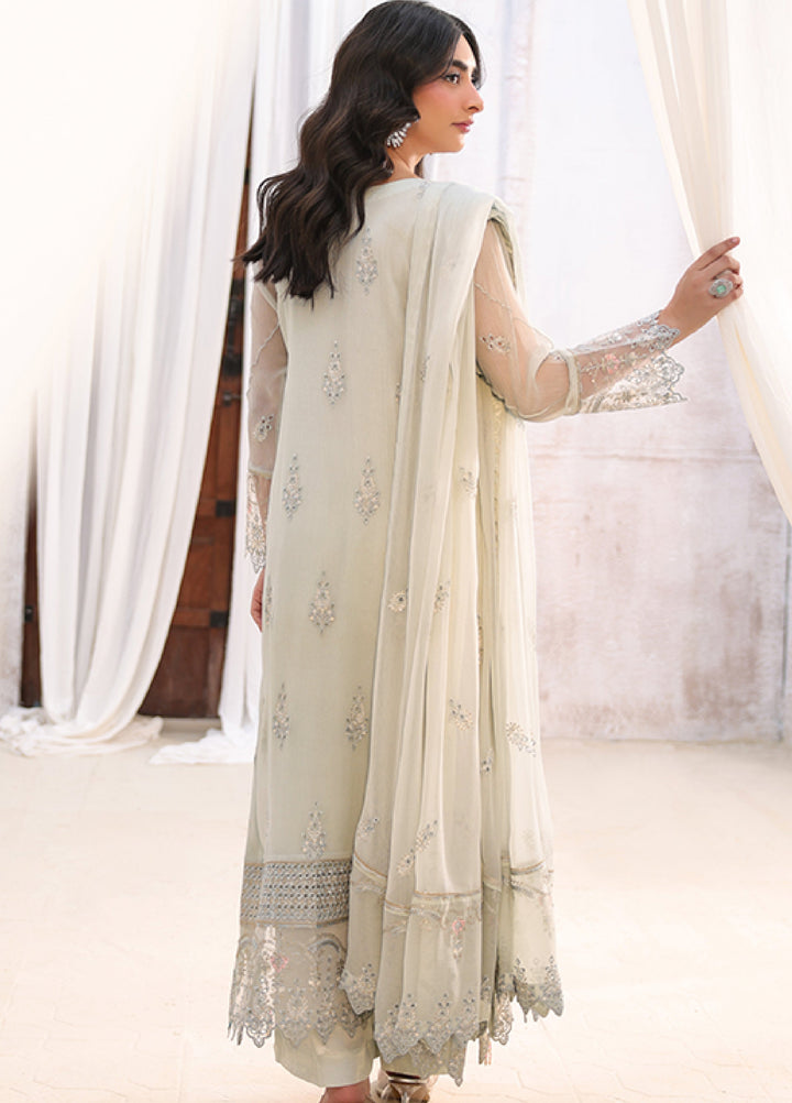 Lamhay by Shamooz Unstitched Embroidered Chiffon 3 Piece Suit SHM26UL Cloud Grey - Festive Collection