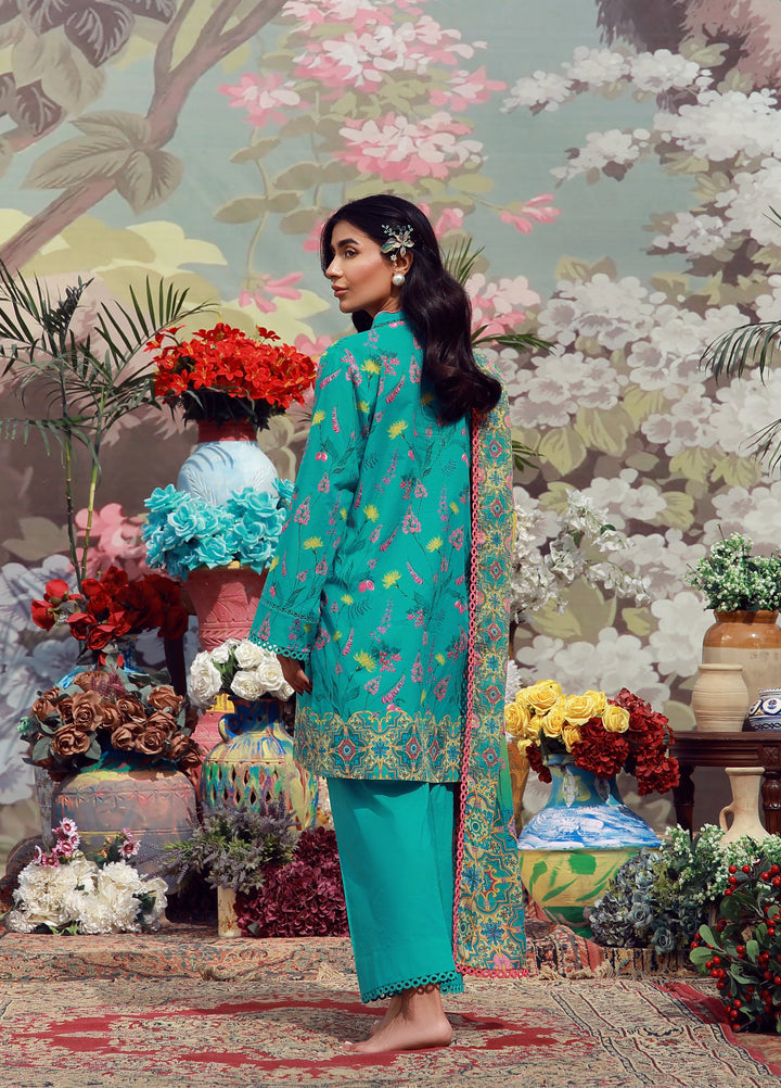 Mirha by Sahar Unstitched Printed Lawn 3 Piece Suit SS1-26-14 Teal Meadow - Summer Collection