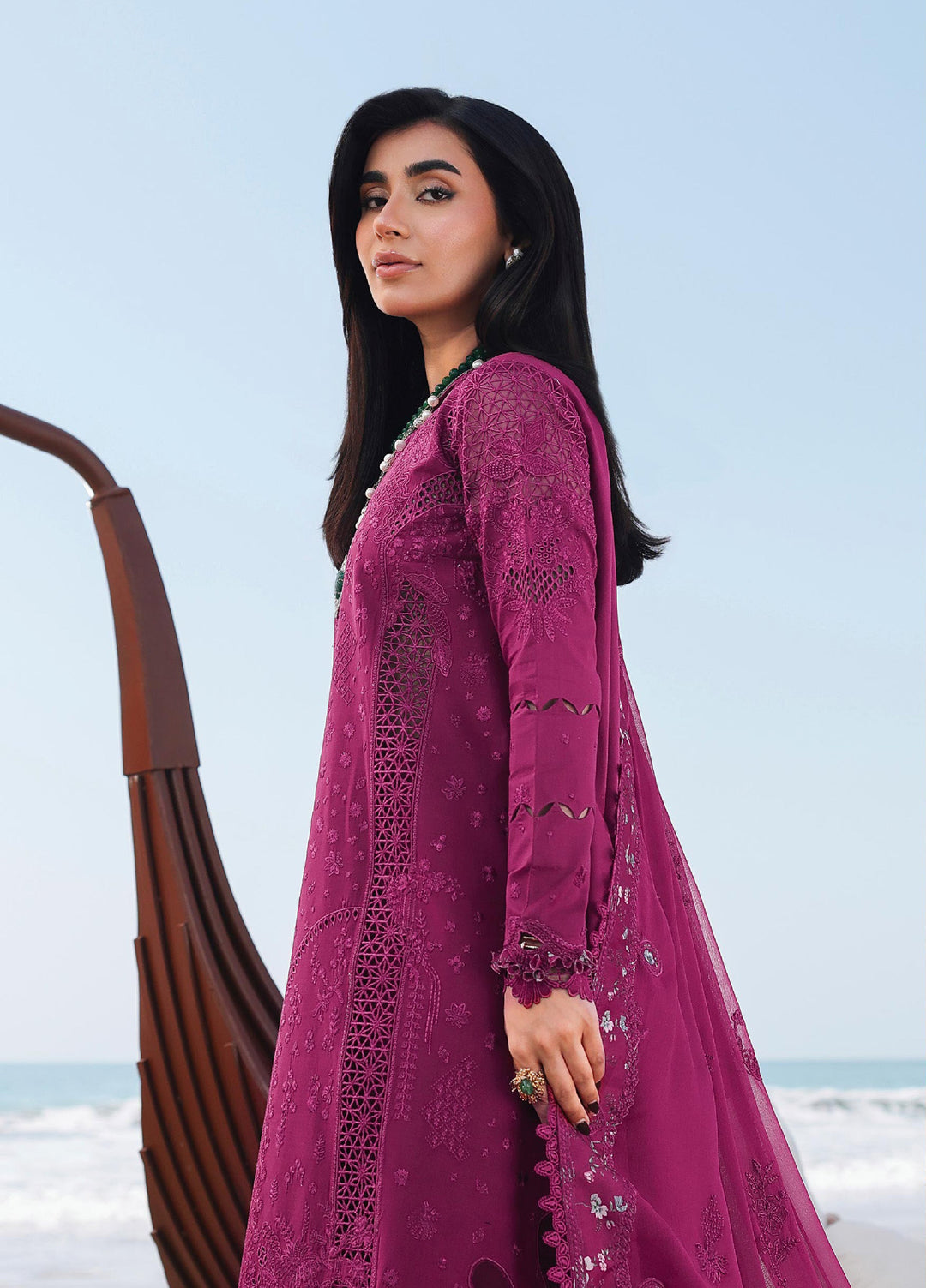 Sahil by Qalamkar Unstitched Embroidered Luxury Lawn 3 Pcs Suit QLK26US SA-01 Zara - Summer