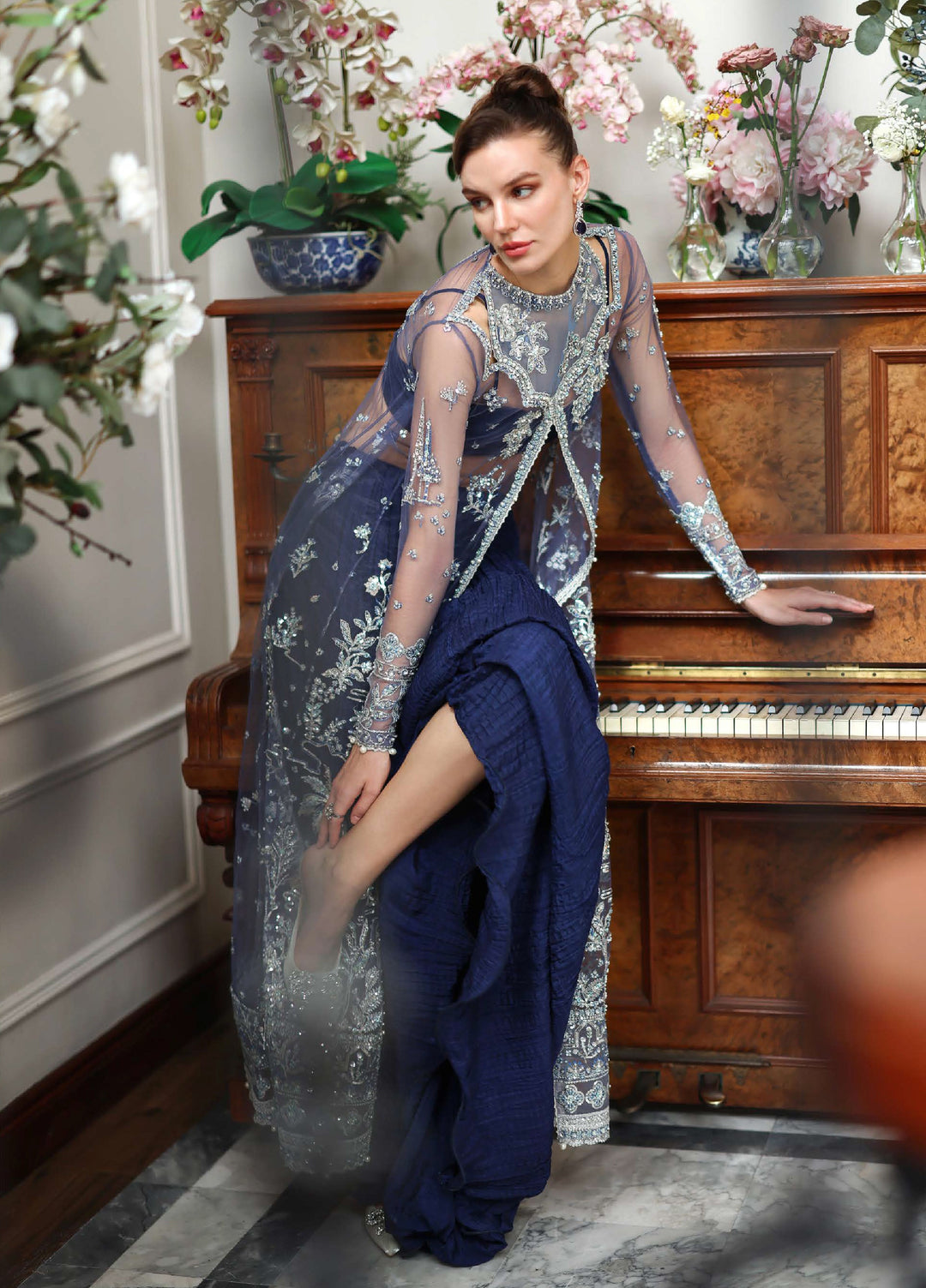 The Muse by Mushq Unstitched Organza Embroidered Suits 3 Piece MU26TM Veronica - Wedding Collection