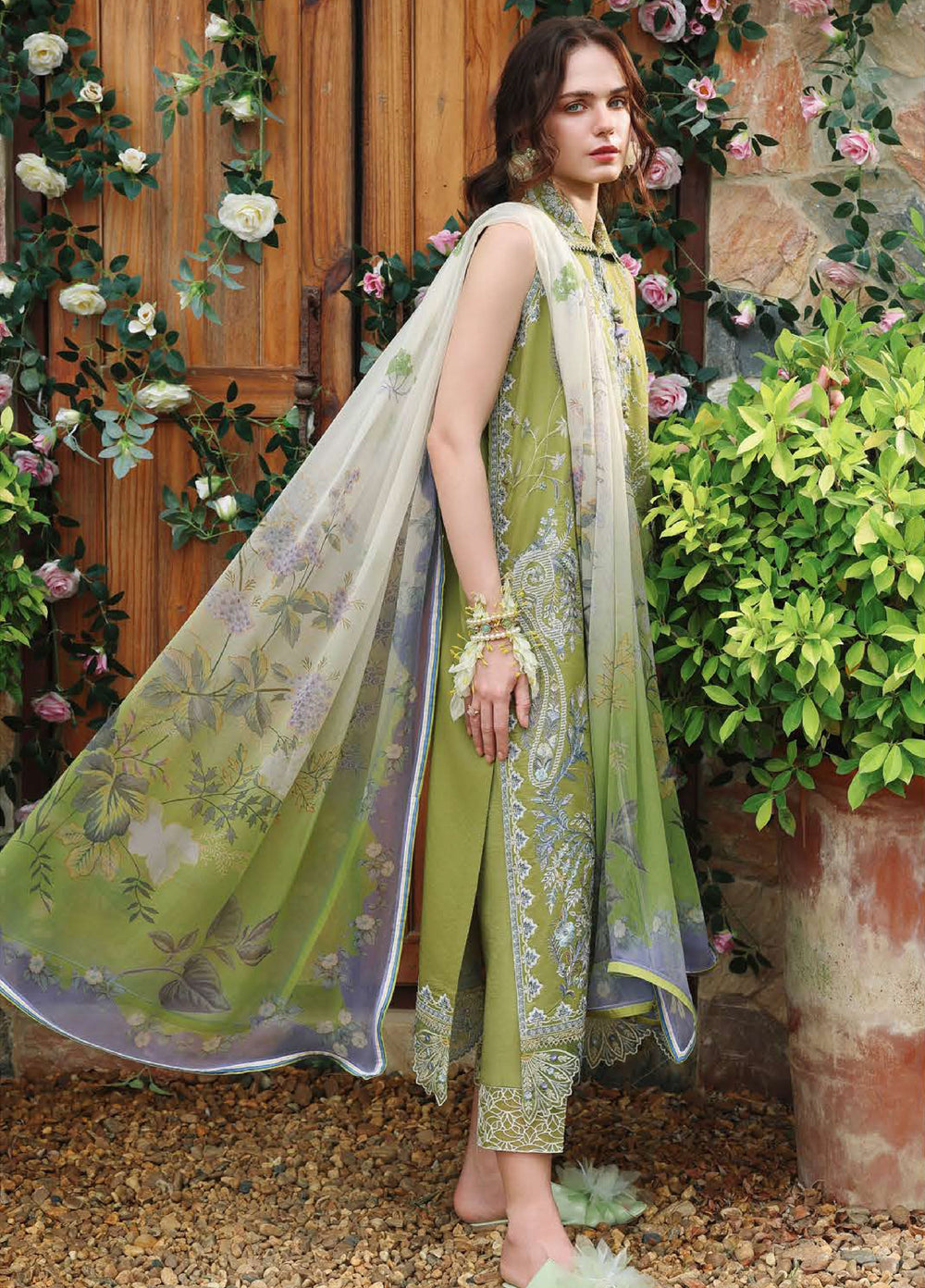 The Secret Garden by Mushq Unstitched Embroidered Lawn 3 Piece Suit MU26USG Whispering Ivy HUNSS260404 - Festive Collection