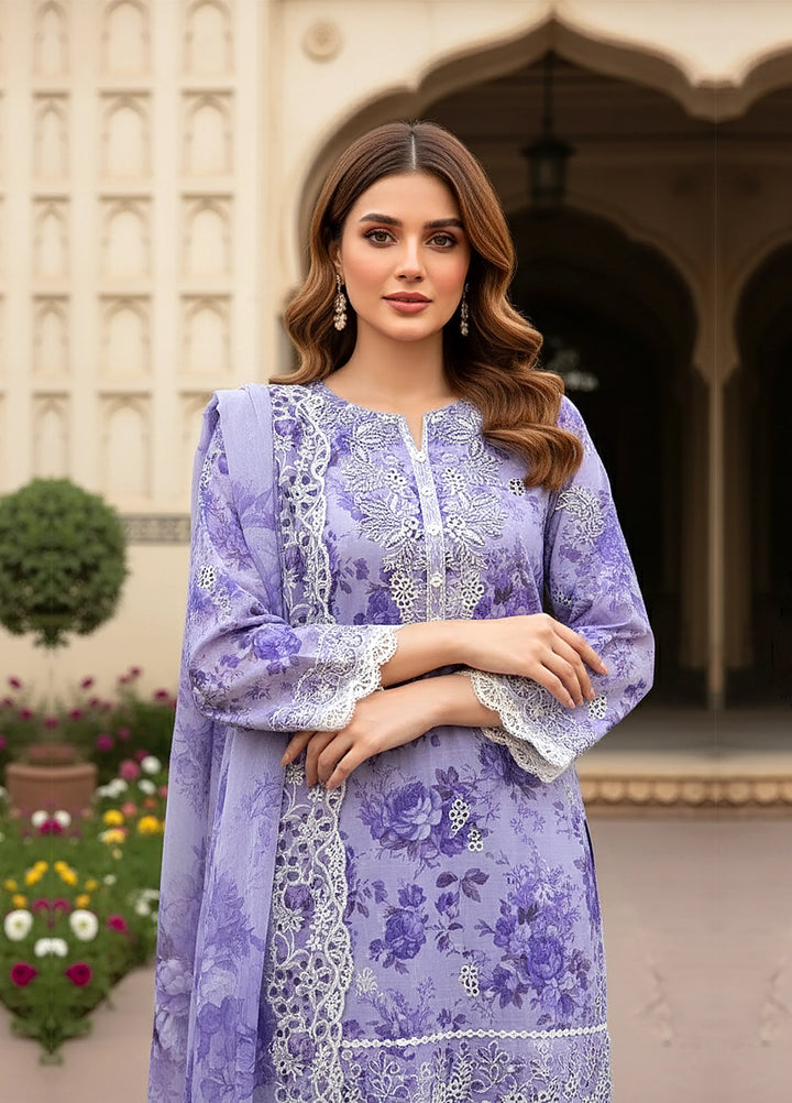 Lakhany Summer Essentials Embroidered Unstitched Lawn 3 Piece Suit LSM26USE LG-RK-0113 - Ramadan Collection