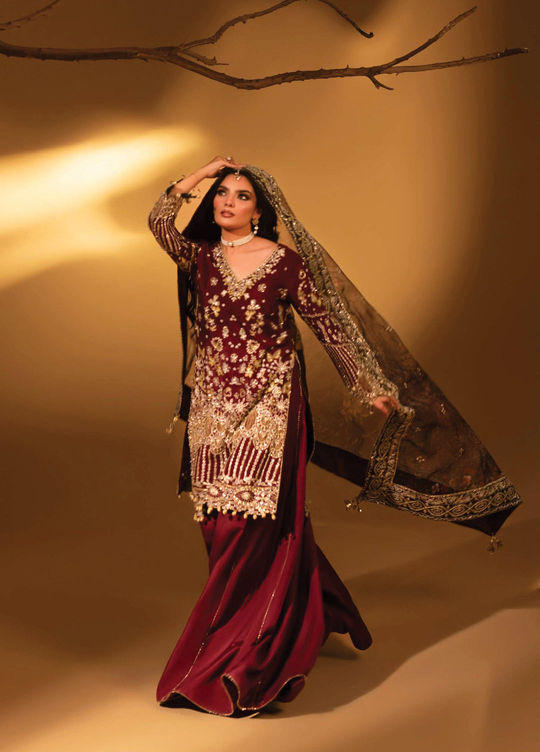 Aylin Unstitched Raw Silk Embroidered Suits 3 Piece AYL25US VIOLET BLOOM - Festive Collection