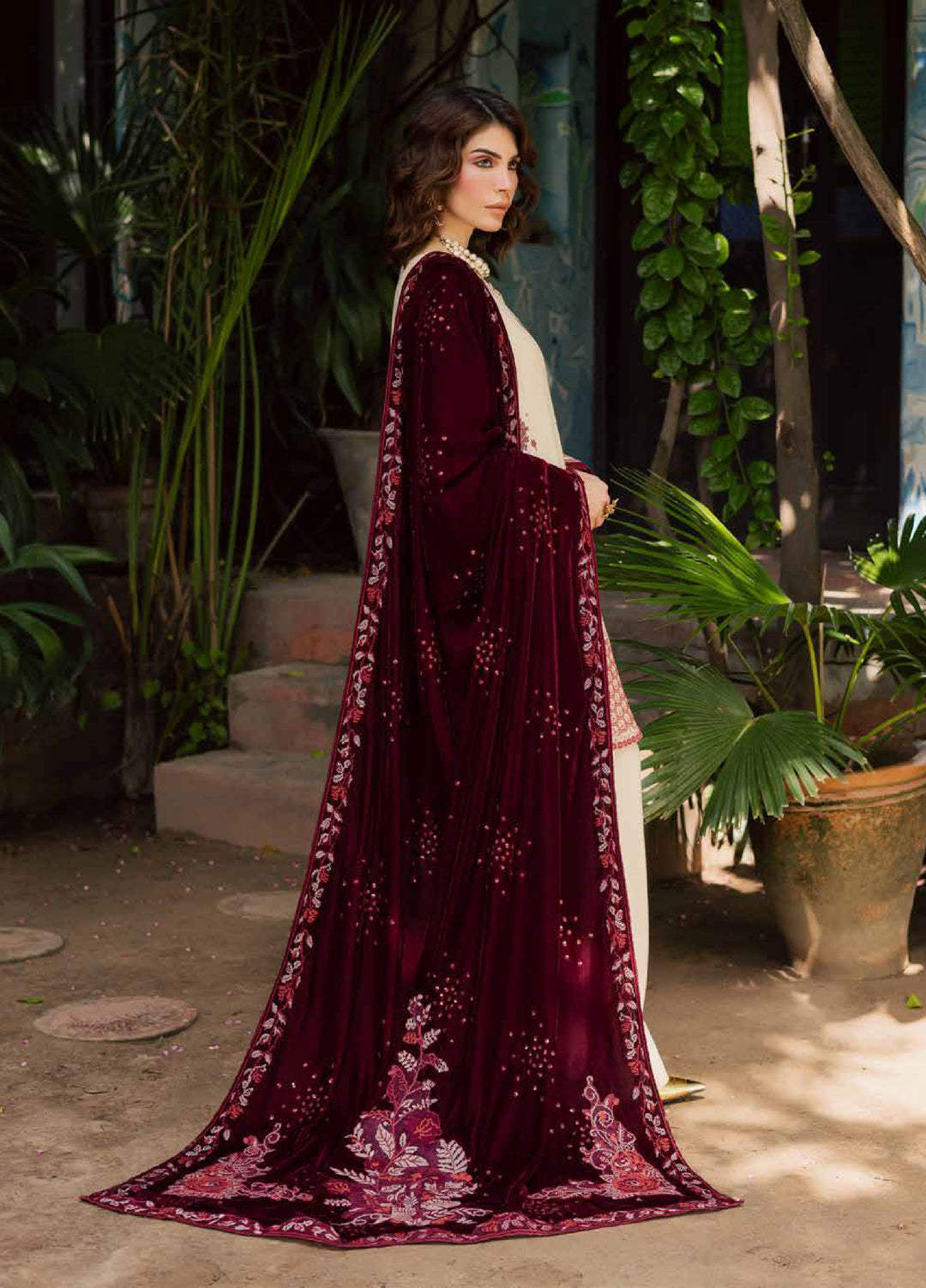 Nureh Exclusive Unstitched Luxury Leather Peach Embroidered Suits 3 Piece NU25LV NE-181 - Festive Collection