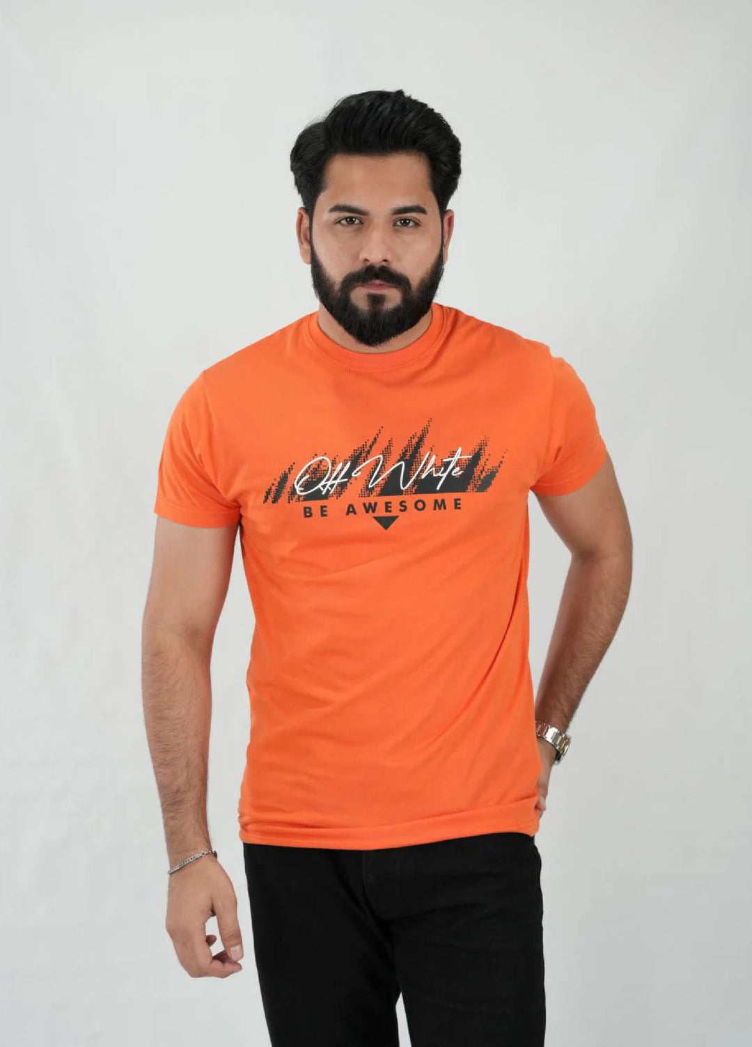 Mercato RTW Solids Cotton 1 Piece Round Neck Orange Shirt