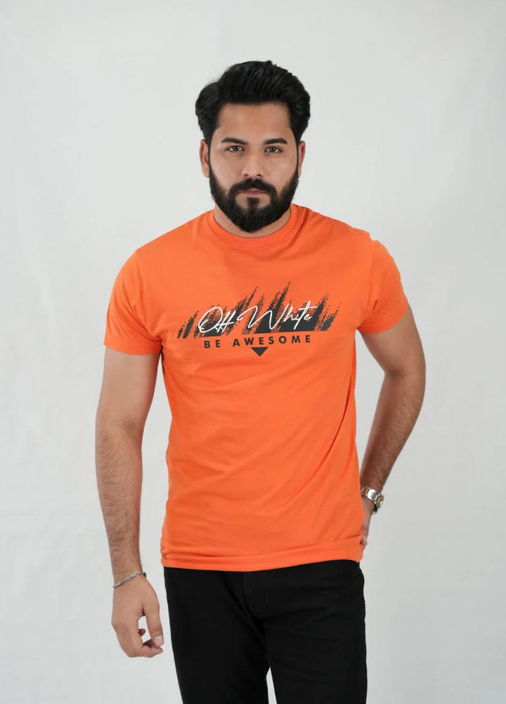 Mercato RTW Solids Cotton 1 Piece Round Neck Orange Shirt