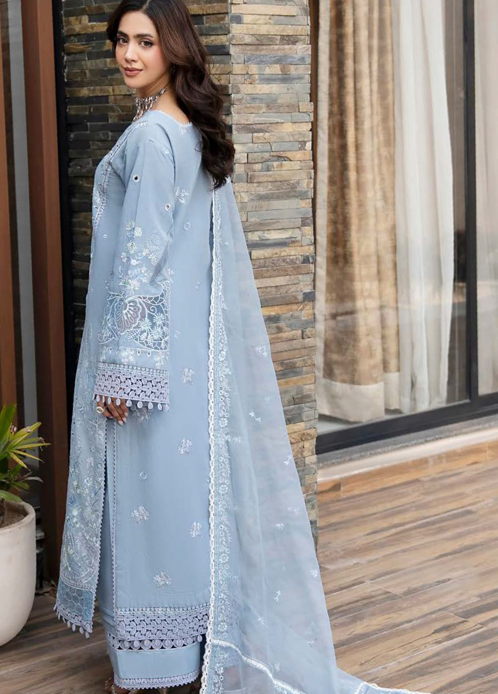 Aylin Unstitched Embroidered Luxury Lawn 3 Piece Suit AYL26UL D9 BlueBell Grace - Summer Collection