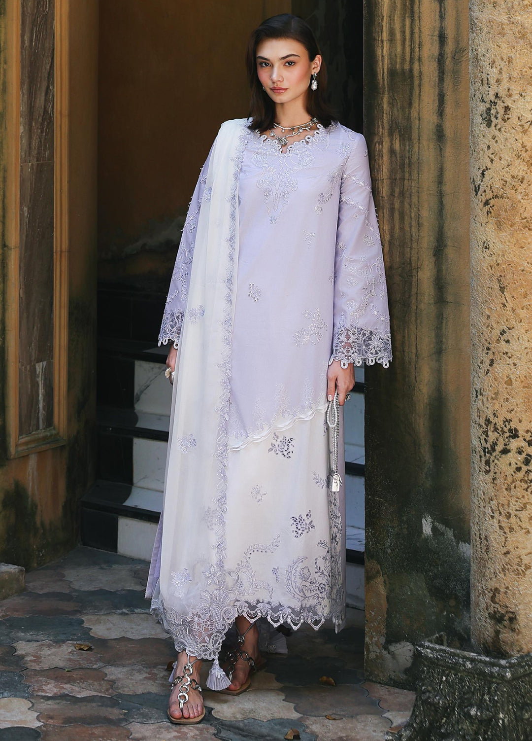 Q Line by Qalamkar Unstitched Chikankari Embroidered Lawn 3 Piece Suit QLK26UQL RP-14 ALEEN - Summer Collection