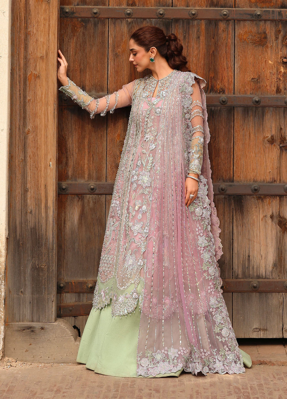 Crimson Unstitched Embroidered Organza 3 Piece Suit CR26UW D-4 Tilsam Lilac - Festive Collection