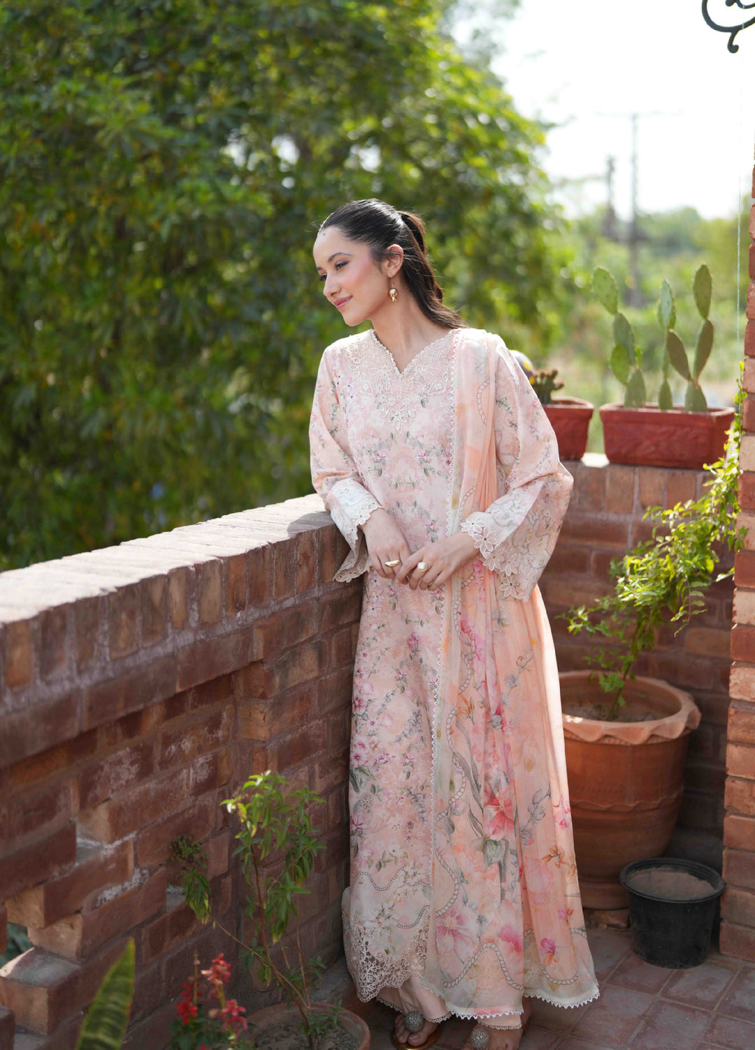 Summer Lines by Neeshay Unstitched Printed and Embroidered Lawn 3 Piece Suit NSH26ULS Peachline - Eid Collection