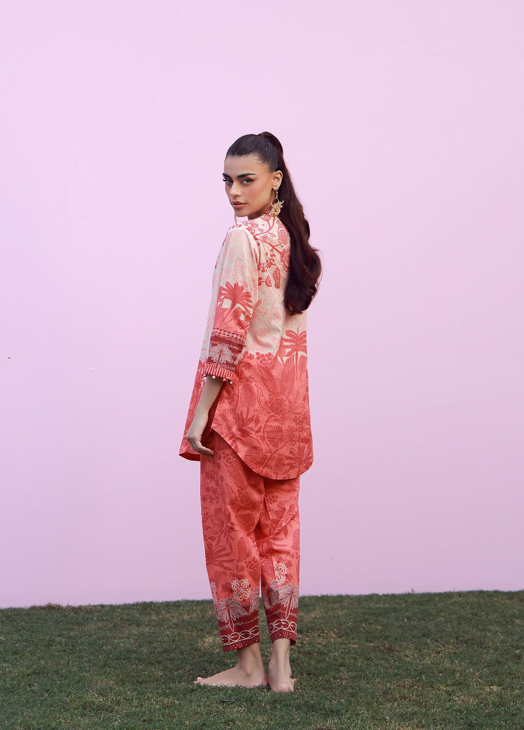 Sahar Unstitched Printed Cambric 2 Piece Suit SS1-26-24 Coral Silhouette - Summer Collection