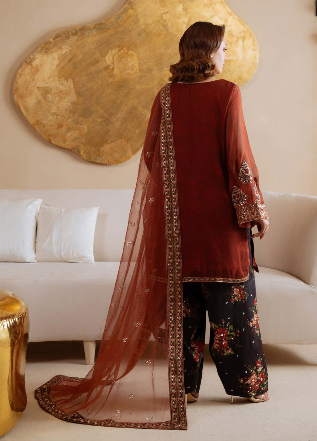 Amaya by Nureh Unstitched Luxury Chiffon Embroidered 3 Piece Suit NU26UA AM-35 - Festive Collection