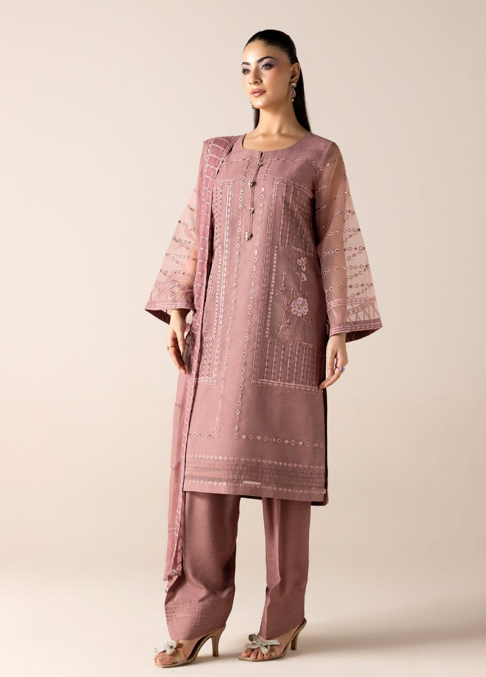 Aura by Zebtan RTW Embroidered Organza 3 Piece Suit ZB26UAL A-09 - Festive Collection