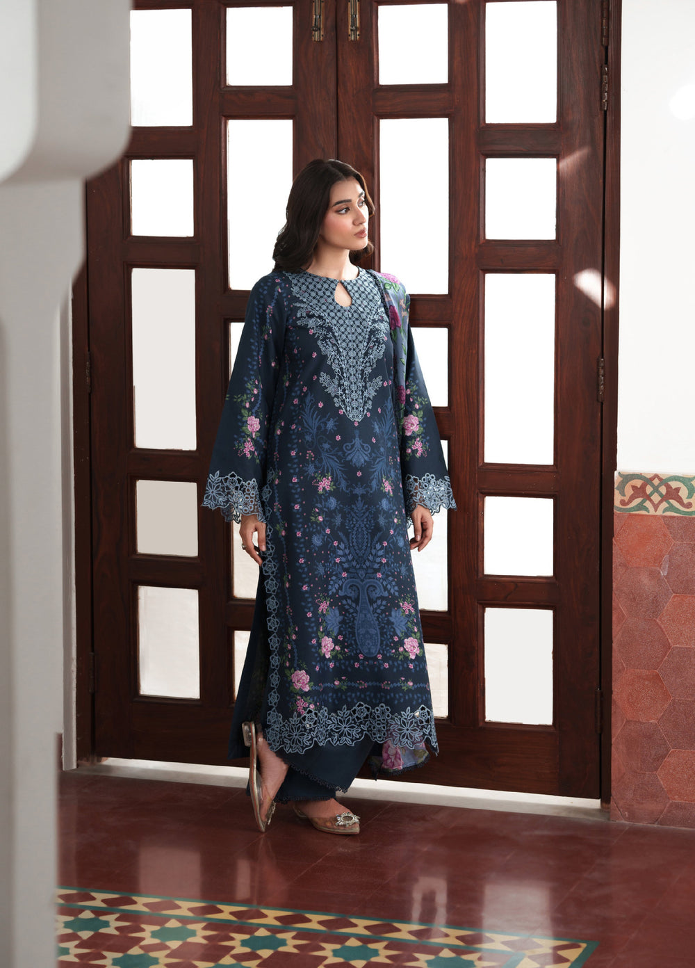 Summer Lines by Neeshay Unstitched Printed and Embroidered Lawn 3 Piece Suit NSH26ULS Noirelle - Eid Collection
