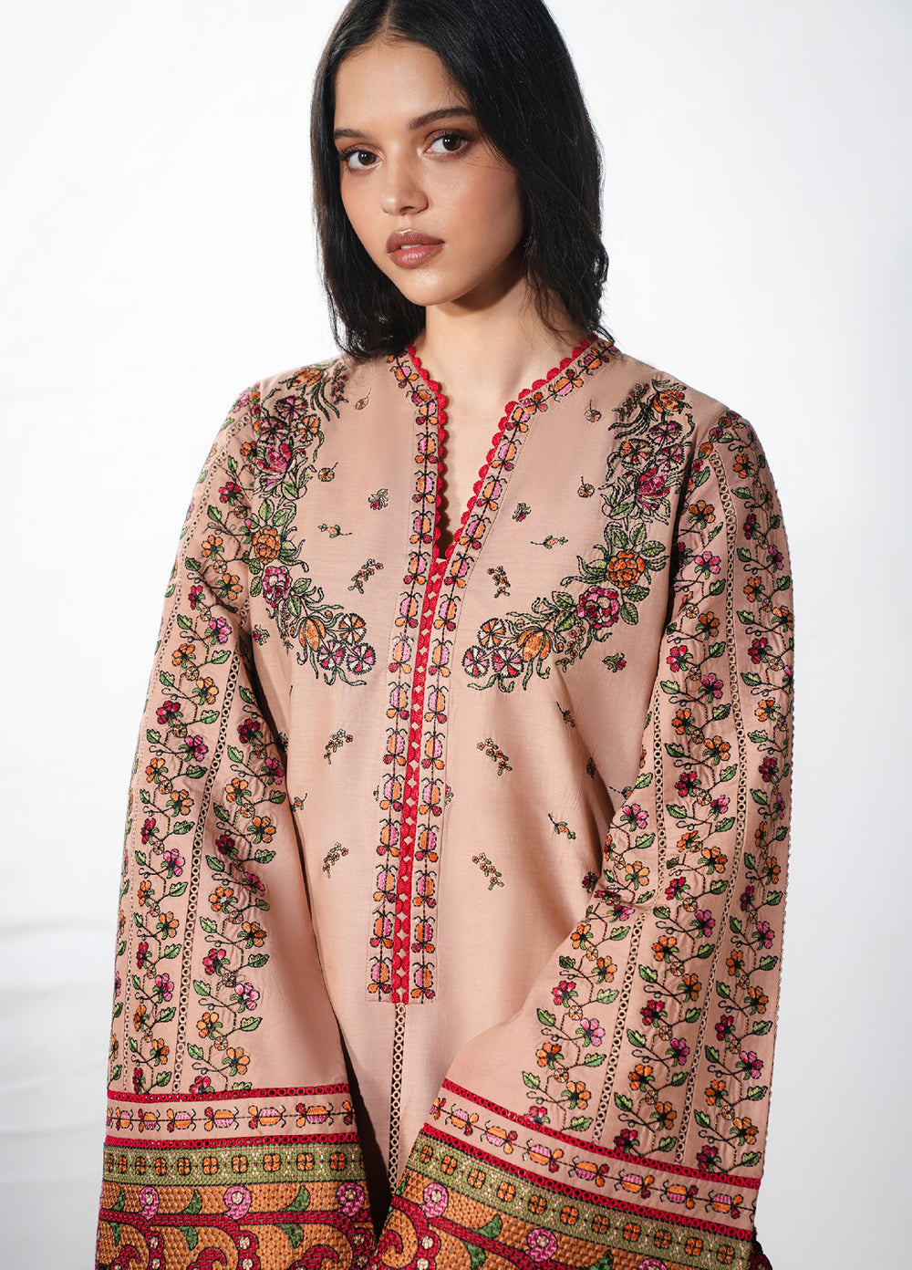 Jugnu by Hussain Rehar Unstitched Embroidered Cotton 3 Piece Suit HR26UJC NAZEH - Festive Collection