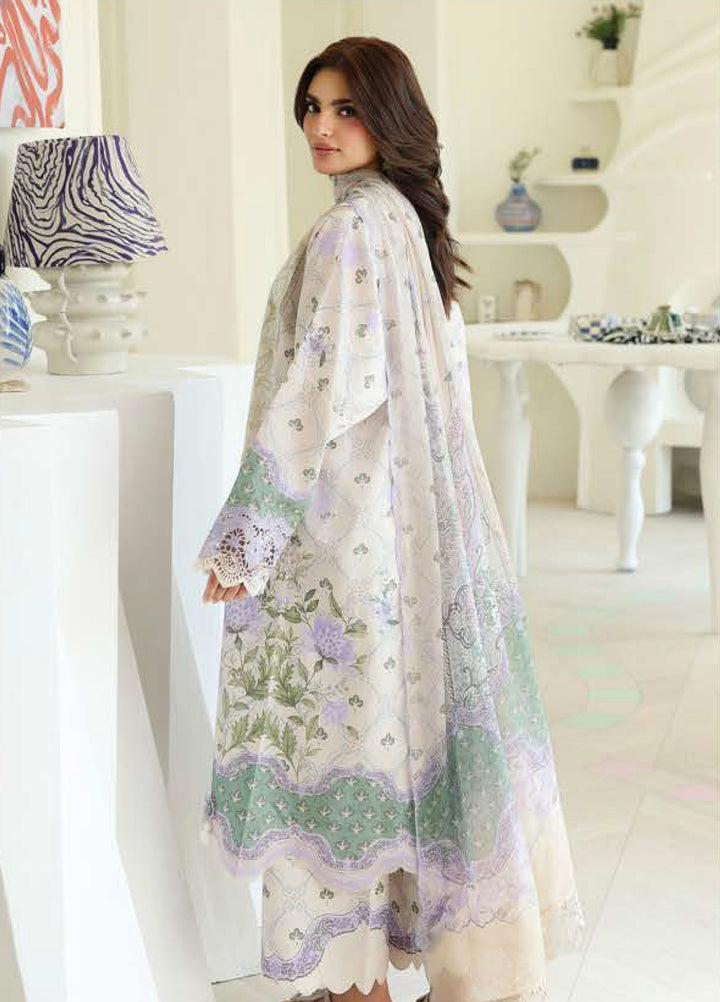 Petals in Print by Roheenaz Unstitched Printed Lawn 3 Piece Suit RN26UPP White Camellia RUNSS260908 - Summer Collection