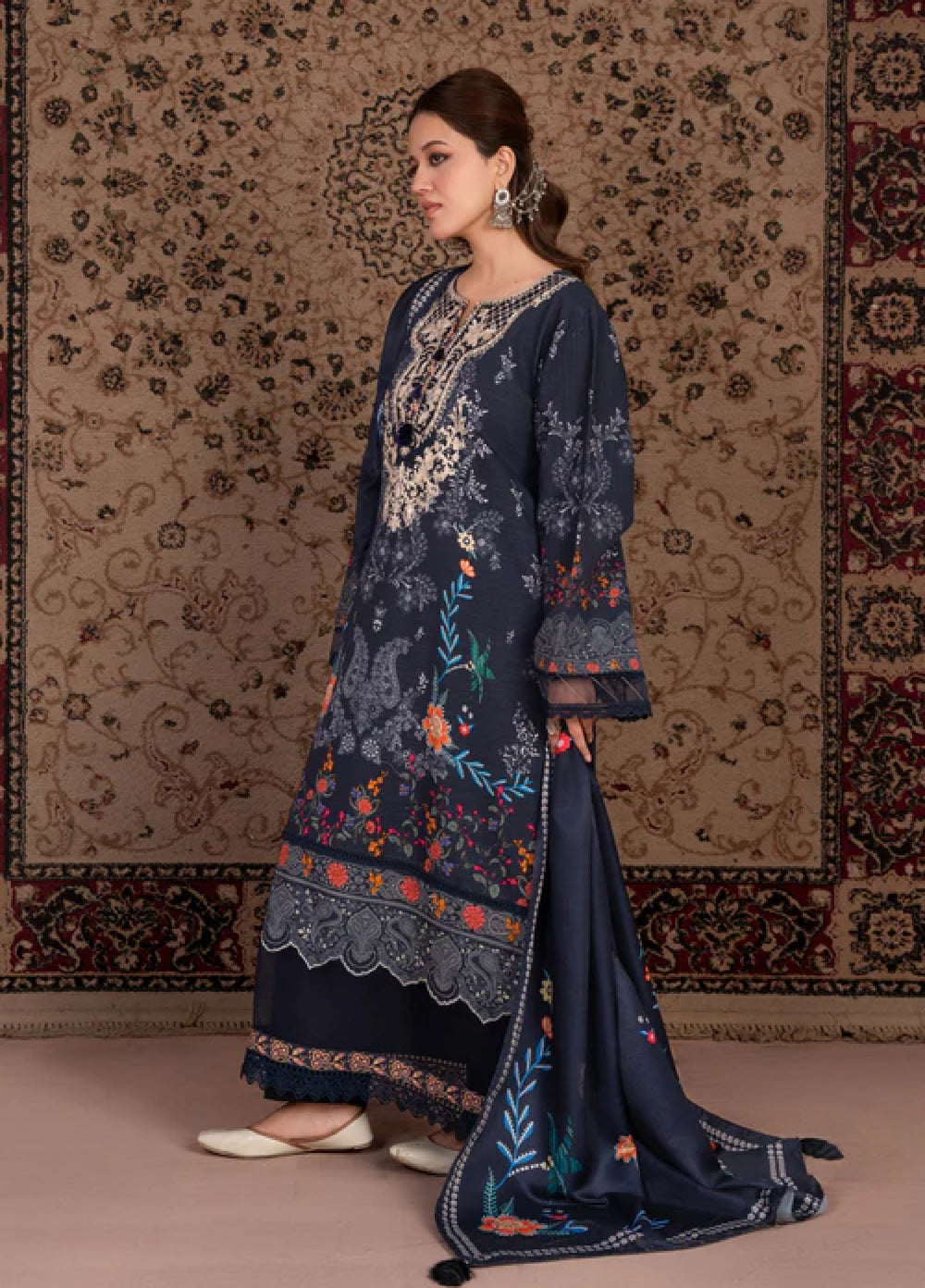 Jugnu by Chandan Nagri Women Pret Embroidered Khaddar 3 Piece Suit Parsa - Winter Collection