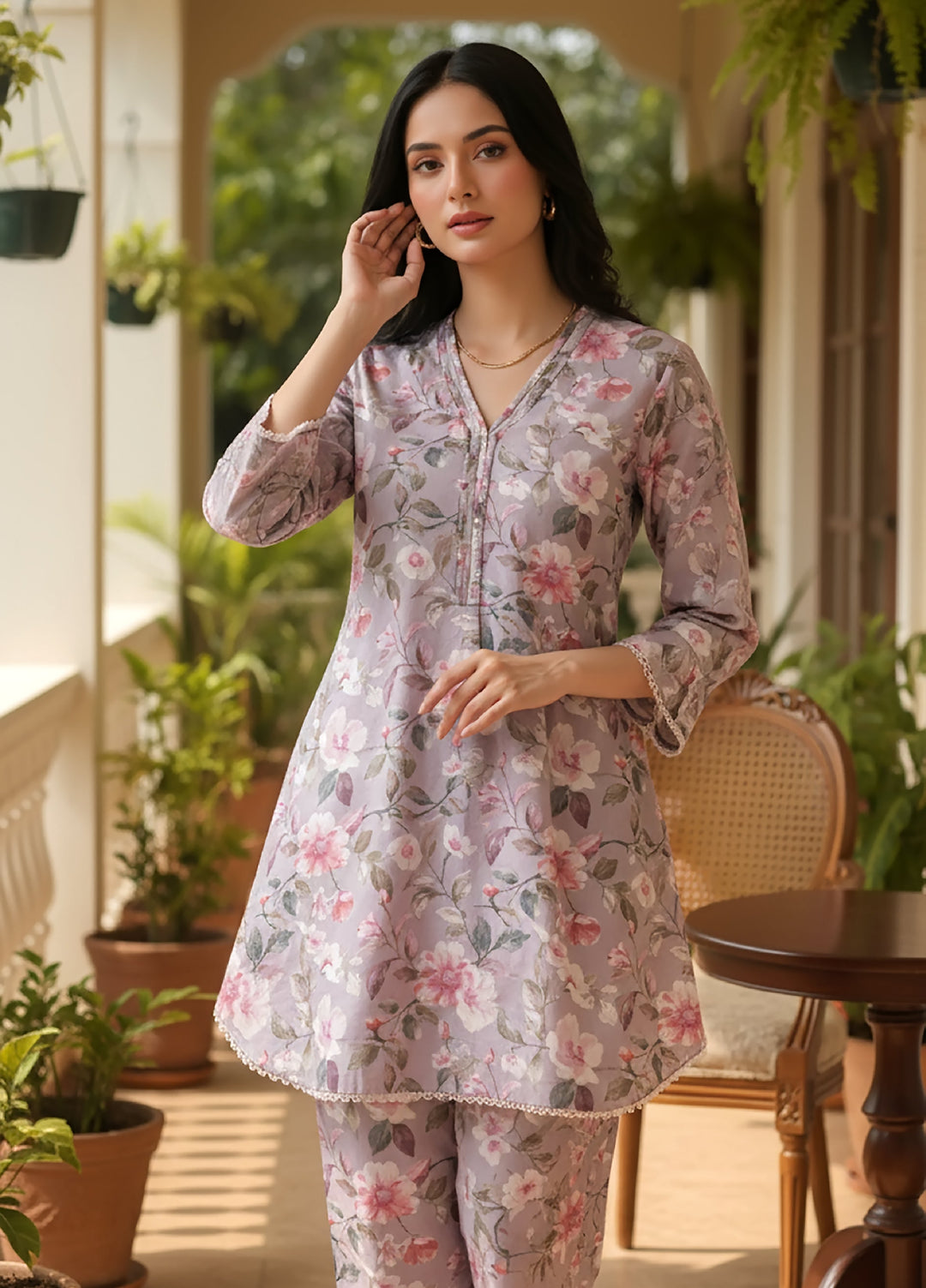 Lakhany Women Co Ord Pret Printed Cambric 2 Piece LG-RL-0063 - Winter Collection