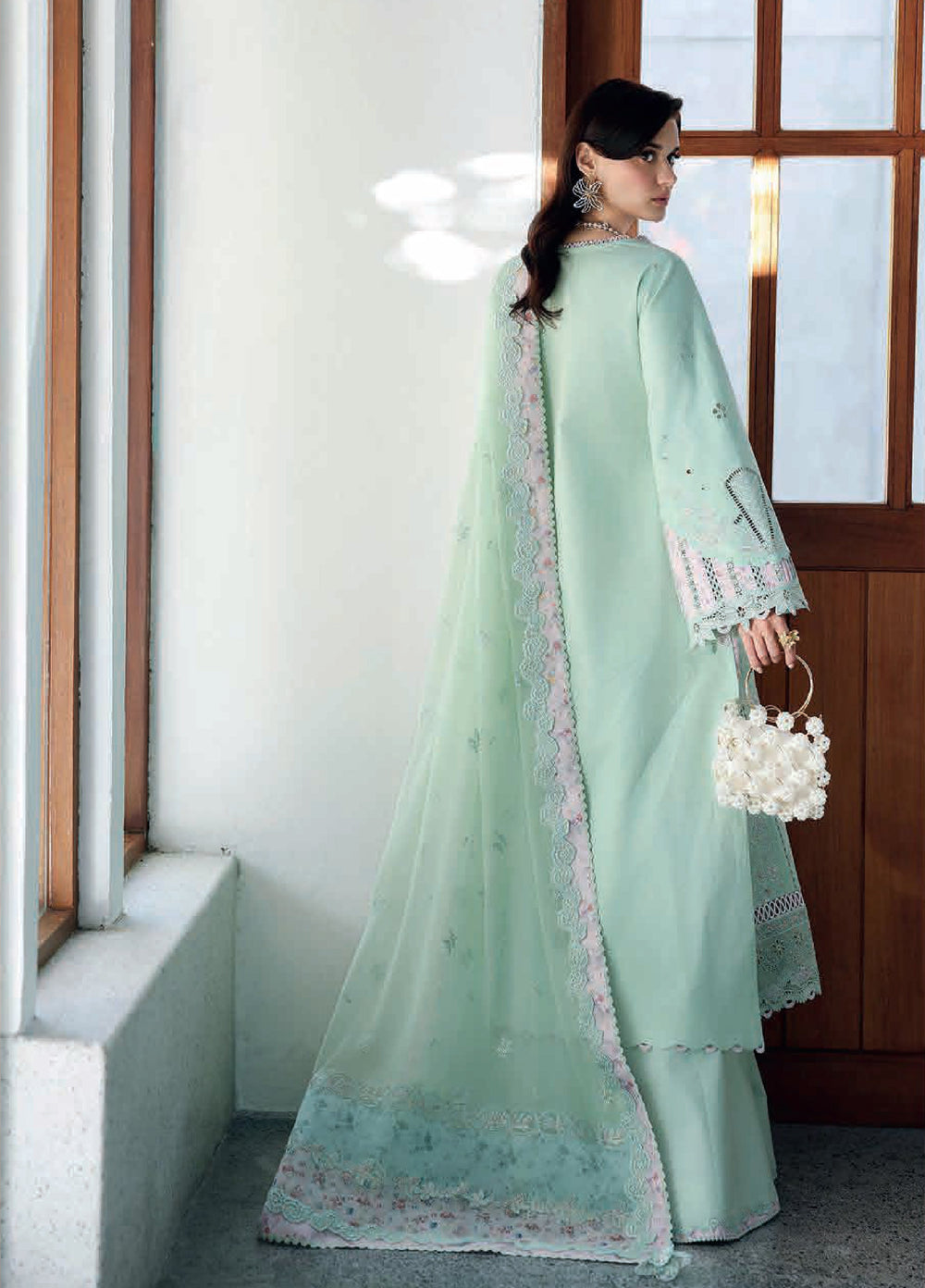 Qalamkar Chikankari Unstitched Embroidered Lawn 3 Piece Suit QLK26UCL CM-08 Seren - Summer Collection