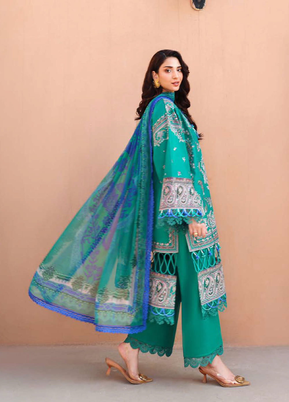 Summer Reverie by Roheenaz Unstitched Embroidered Lawn 3 Piece Suit RN26USR D-8 MOONVEIL - Festive Collection