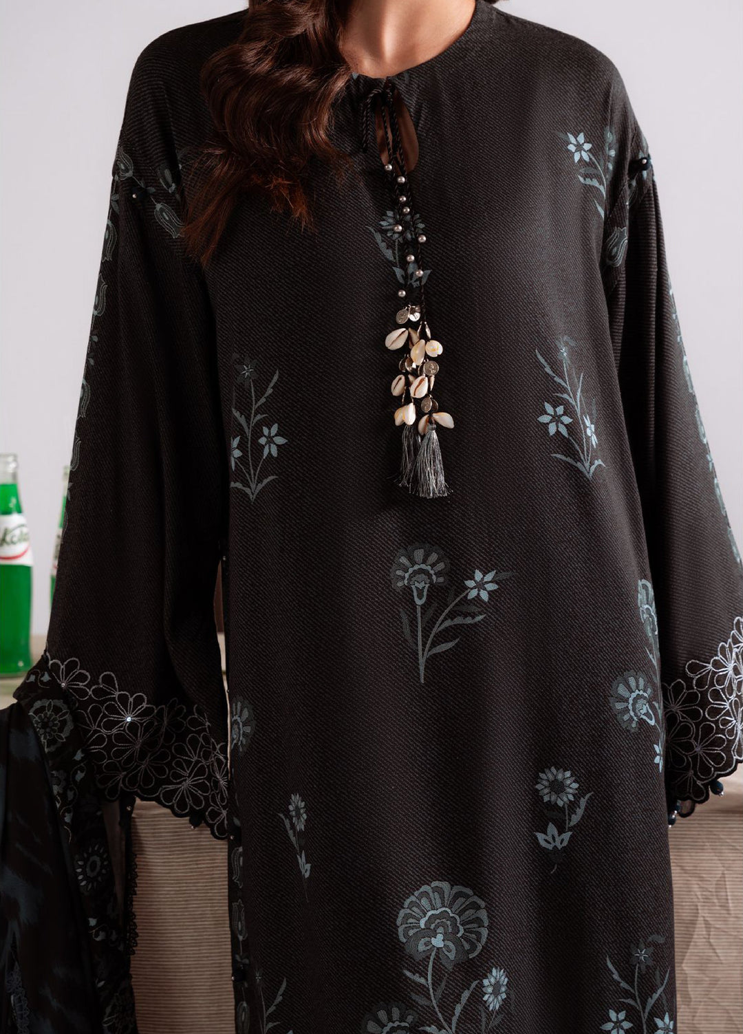 Cross Stitch Unstitched RTS Marina Embroidered Suits 3 Piece CS25MW D-09 Shadow Teal - Winter Collection