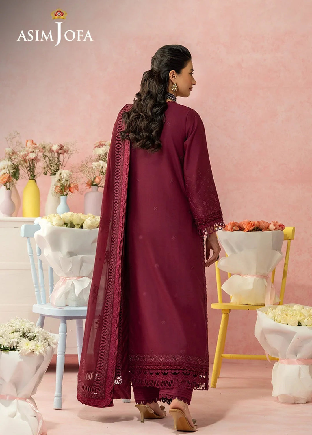 Asim Jofa Unstitched Embroidered Luxury Lawn 3 Piece Suit AJ26ULL AJULW-12 - Festive Collection