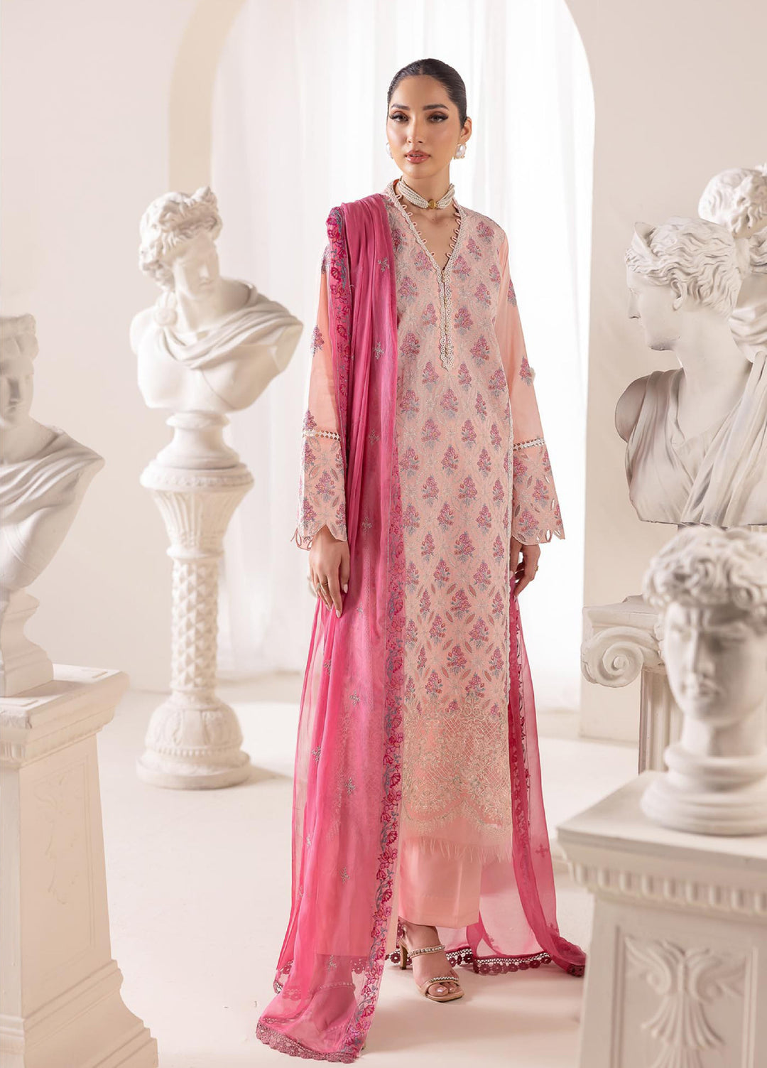 RajBari Exclusive Unstitched Embroidered Lawn 3 Piece Suit RB26UE D-2 - Summer Collection
