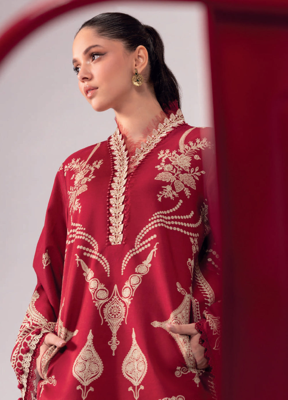 M Basics by Maria B Unstitched Embroidered Lawn 3 Piece Suit MB26UMB MB-CUSV13-3A - Summer Collection