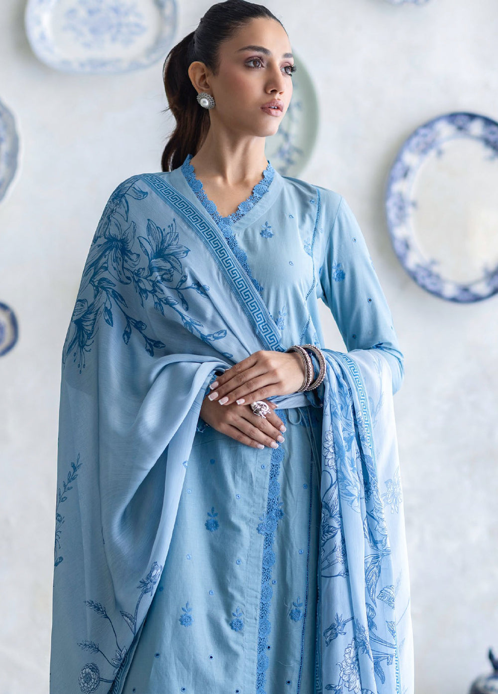 Freesia by Gul Ahmed Unstitched Embroidered Lawn 3 Piece Suit GA26UFL S-62012 - Summer Collection