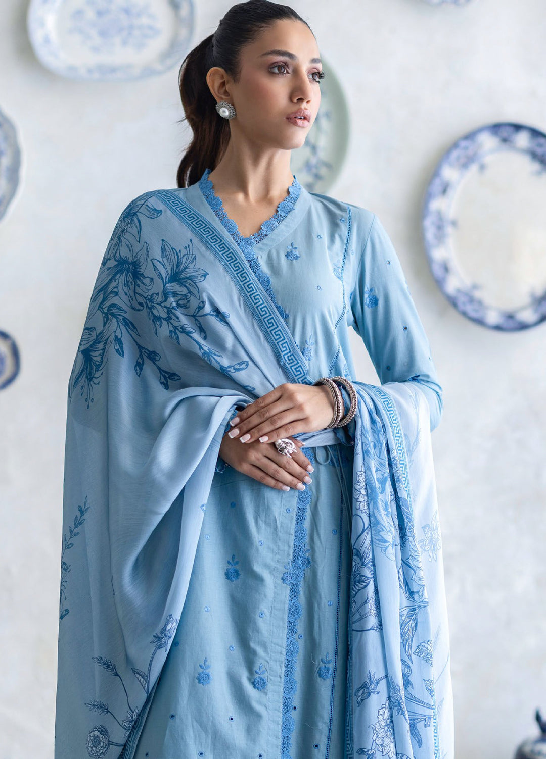 Freesia by Gul Ahmed Unstitched Embroidered Lawn 3 Piece Suit GA26UFL S-62012 - Summer Collection