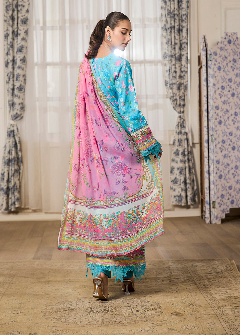 Raha Summer Prints by RajBari Unstitched Printed Lawn 3 Piece Suit RB26URVI D-10 - Summer Collection