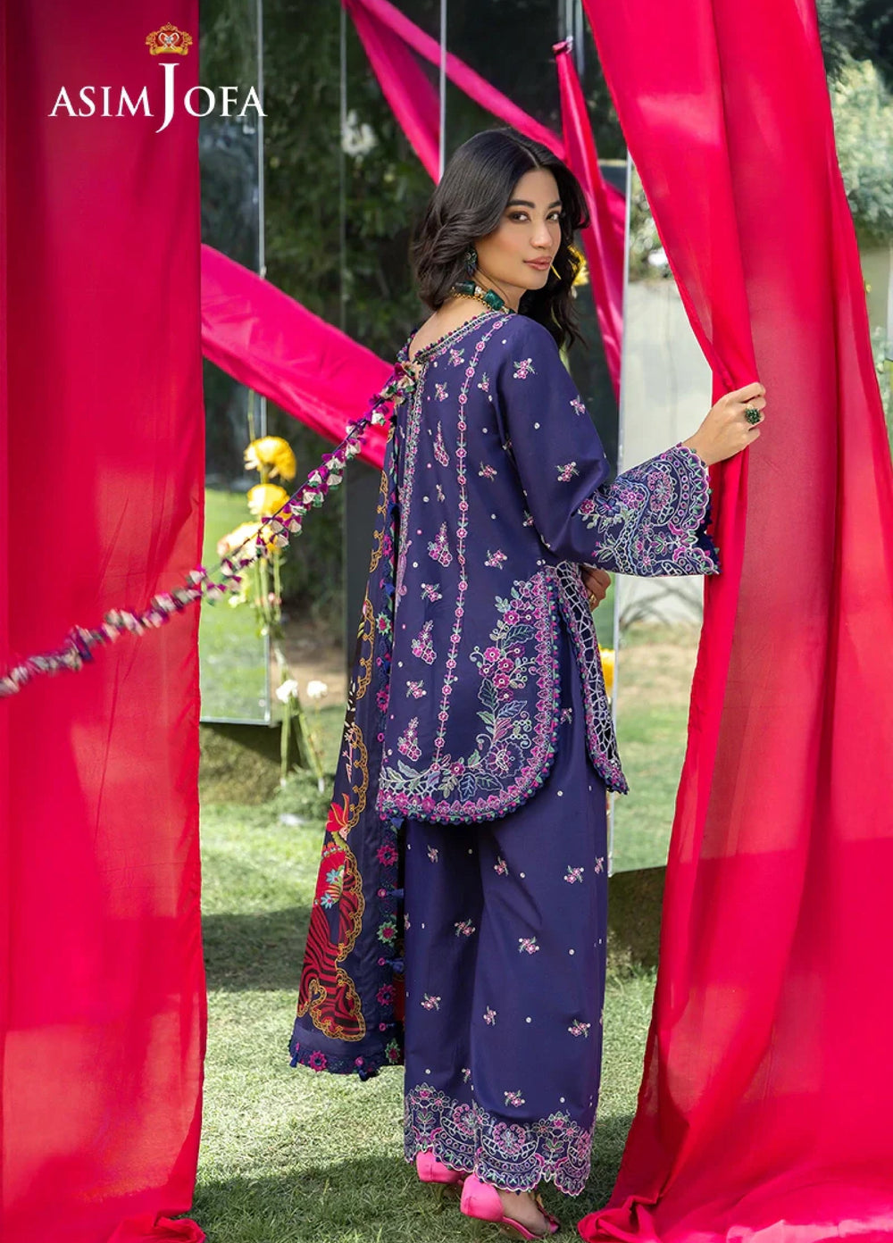 Asim Jofa Unstitched Embroidered Luxury Lawn 3 Piece Suit AJ26ULL AJULW-03 - Festive Collection