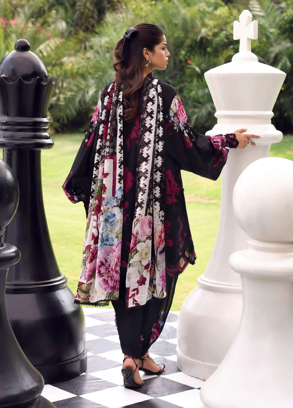 Belladore by Elaf Premium Unstitched Printed Lawn 3 Piece Suit EL26ULB Scarlet EPA-4A - Summer Collection