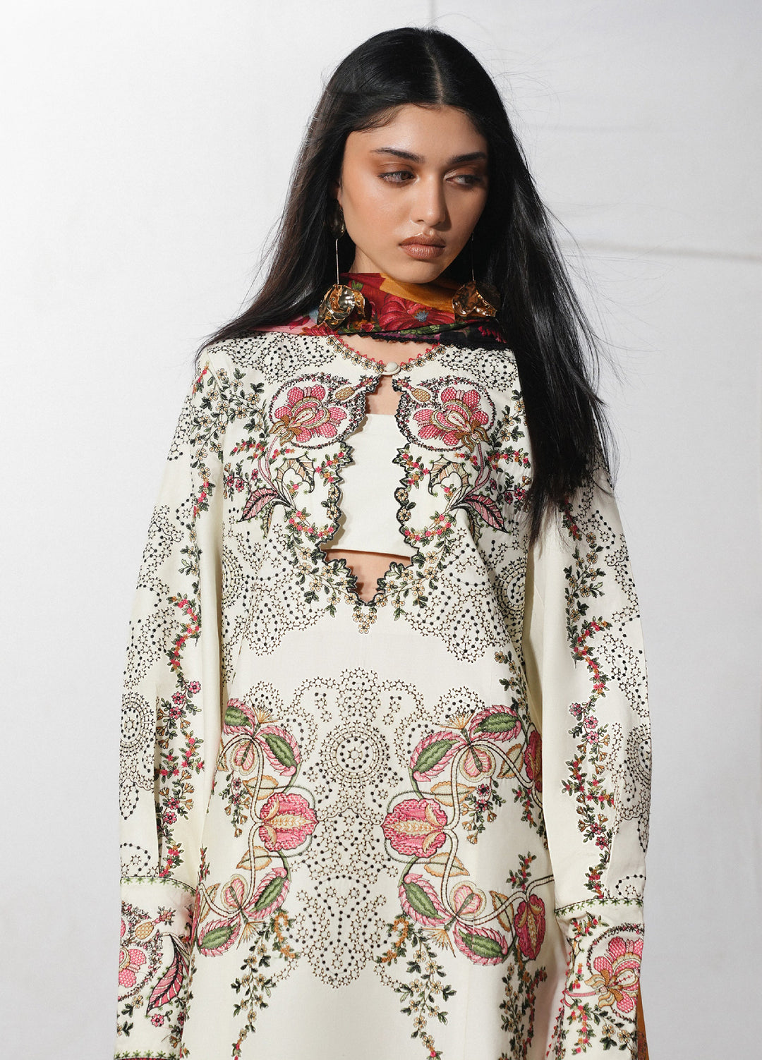 Jugnu by Hussain Rehar Unstitched Embroidered Cotton 3 Piece Suit HR26UJC RASTI - Festive Collection