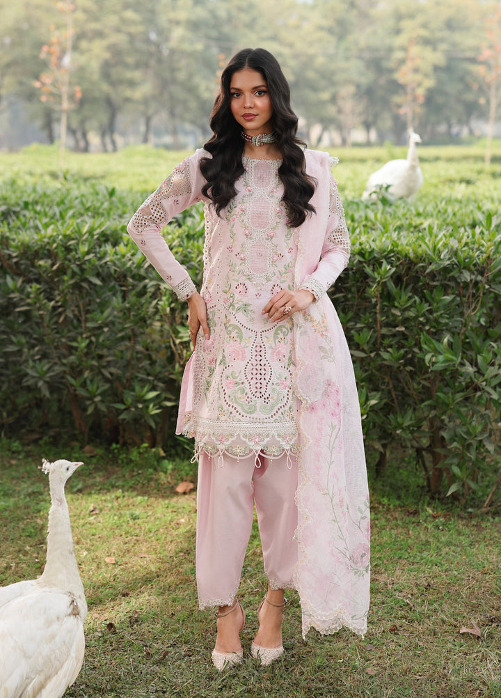 Tales of Petals by Sardinia Unstitched Embroidered Luxury Lawn 3 Pcs Suit SRD26UTP D-6 Pink Breeze - Festive