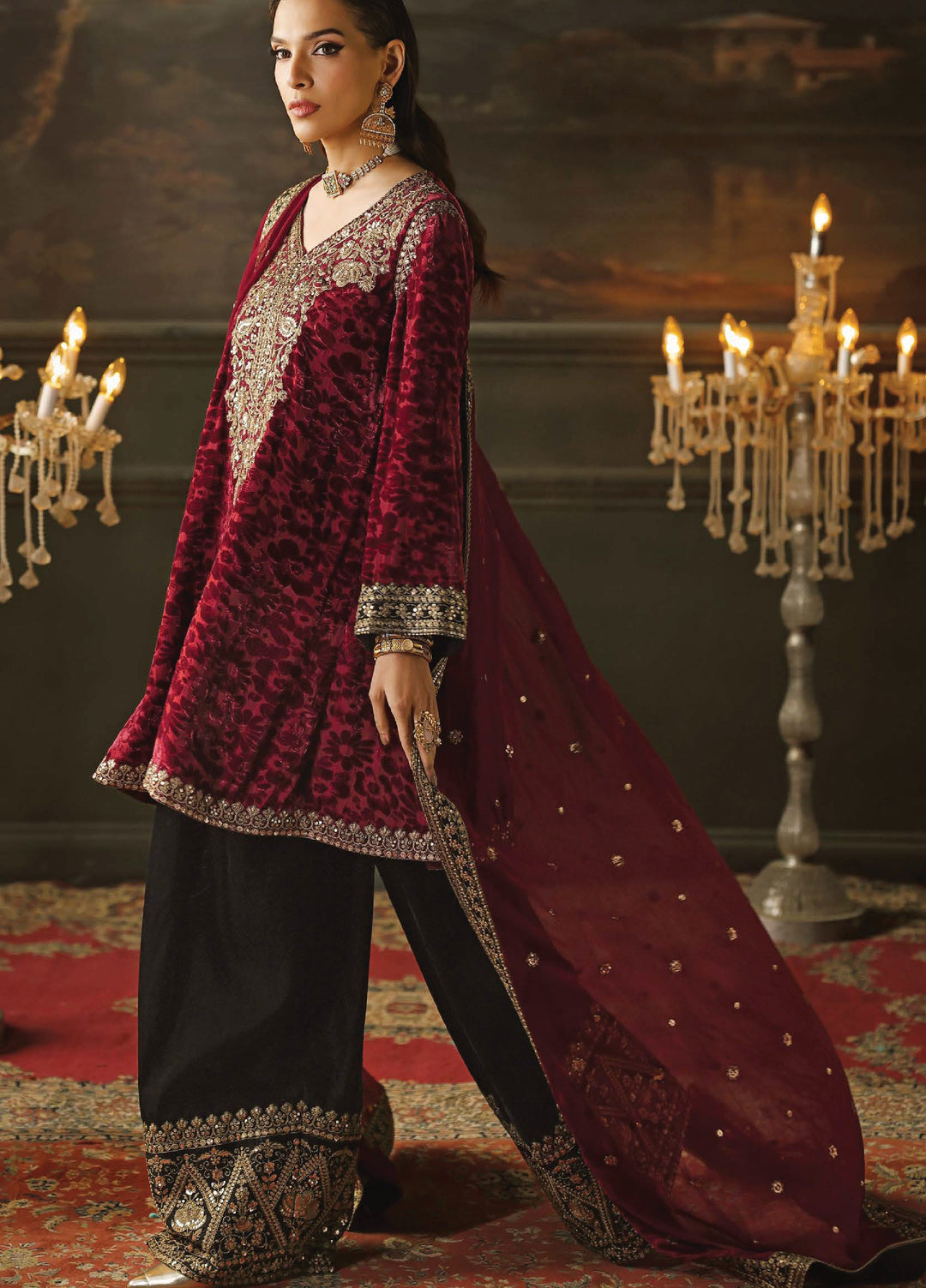 Signora by Charizma Unstitched Velvet Embroidered Suits 3 Piece CRZ25SV CVT5-15 - Festive Collection