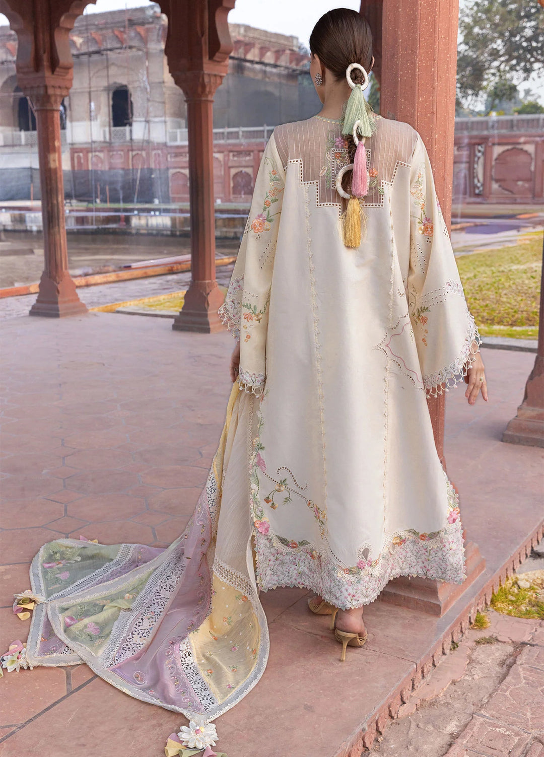 Flow by Crimson Unstitched Embroidered Lawn 3 Piece Suit CR26UFL D7 A-Ivory - Festive Collection