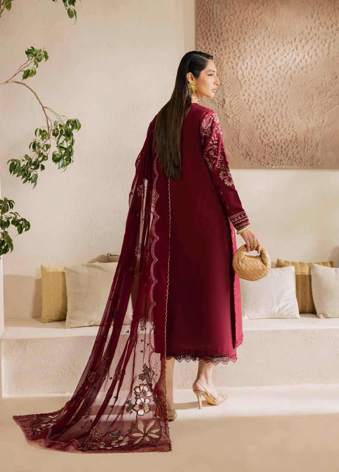 Nureh Exclusive Unstitched Lawn Karandi Embroidered 3 Piece Suit NU26UE NE-219 - Spring Collection