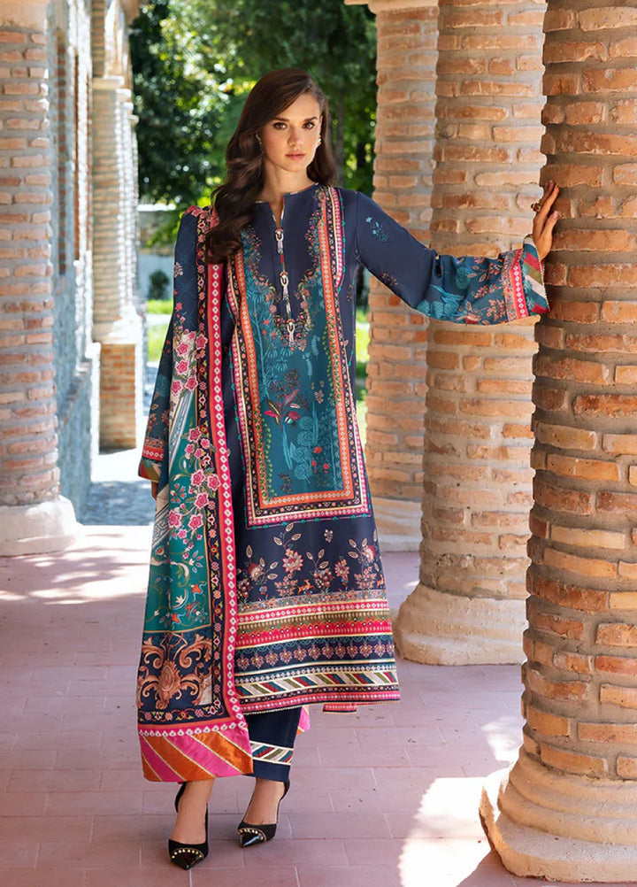 Mushq Hemline Echoes Of Serneity Unstitched Festive Raw Silk Printed 3 Piece MQ25ES D-03 Nova Bloom - Festive Collection
