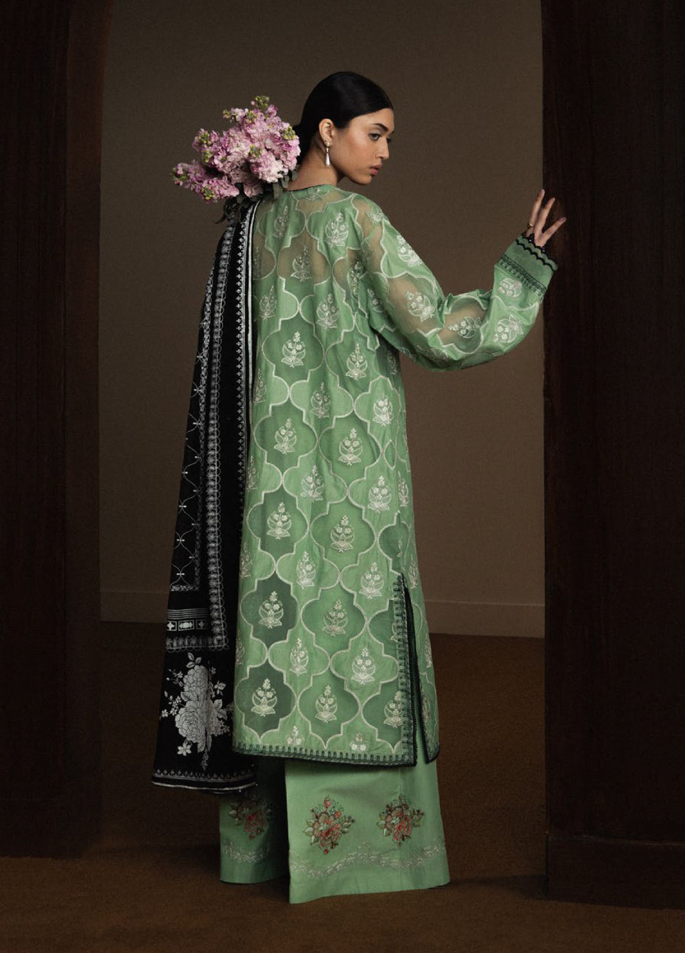 Satori by Zara Shahjahan Unstitched Embroidered Lawn 3 Piece Suit ZS26USL D-6 MIDORIYA - Summer Collection