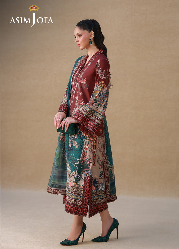 Asim Jofa Unstitched Printed Silk 3 Piece Suit AJ26UPS AJULSC-07 - Casual Collection